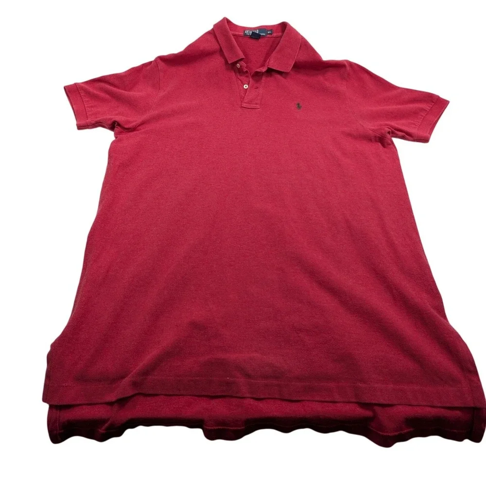 Polo Ralph Lauren Mens Polo Shirt XL Red Solid Short Sleeve Pique